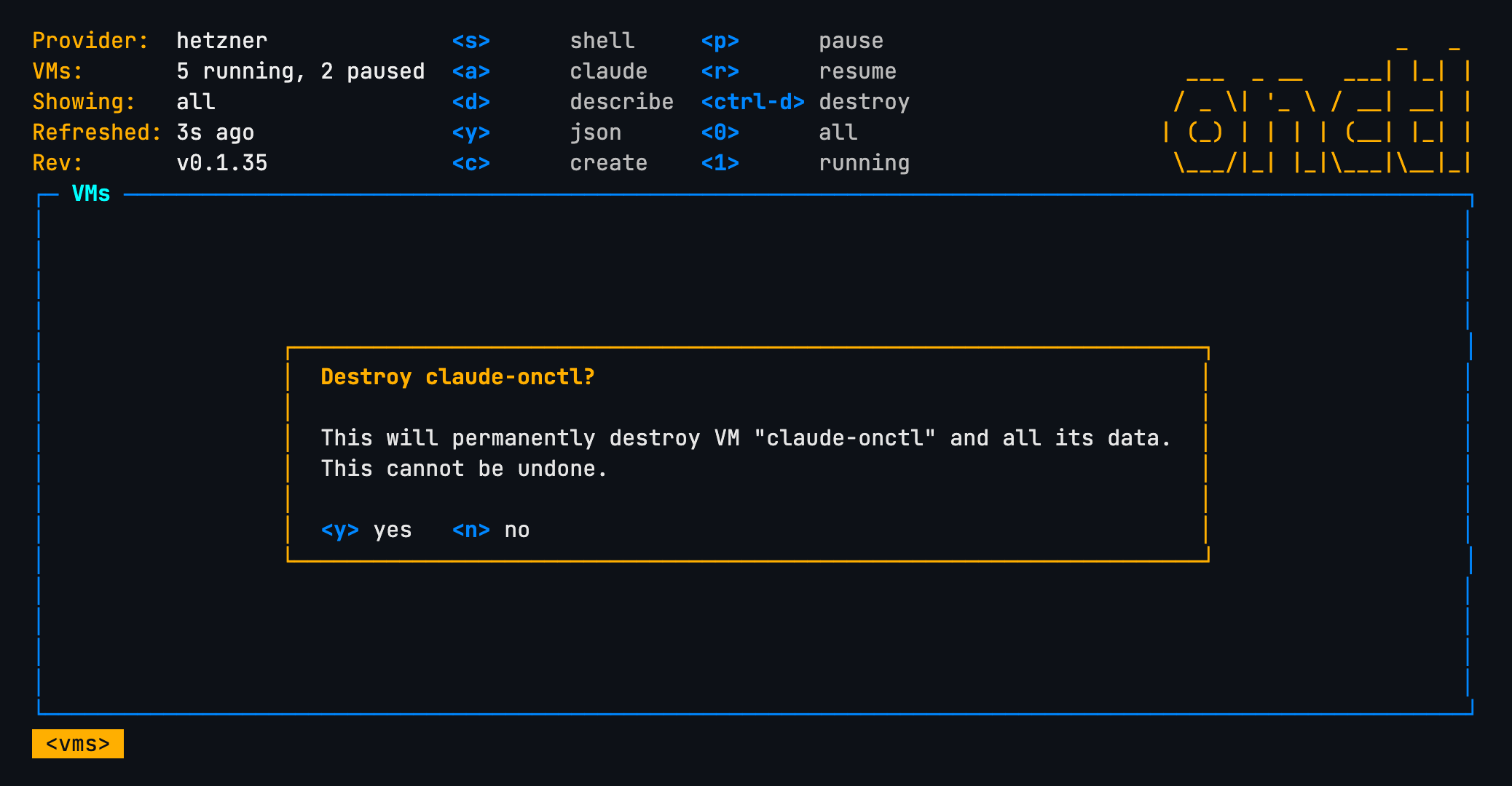 The destroy confirmation
